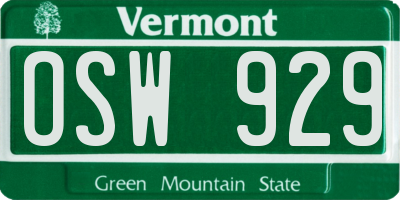 VT license plate OSW929