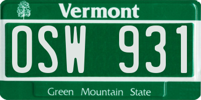 VT license plate OSW931