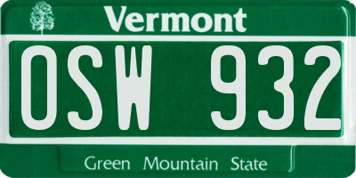 VT license plate OSW932