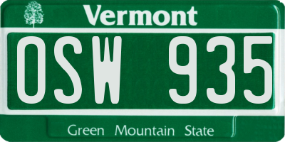VT license plate OSW935