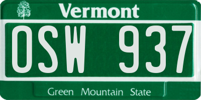 VT license plate OSW937