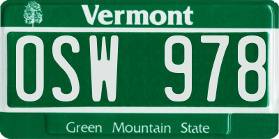 VT license plate OSW978