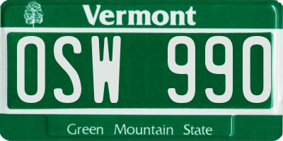 VT license plate OSW990
