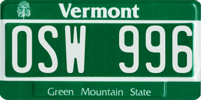 VT license plate OSW996