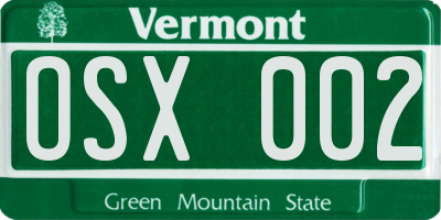 VT license plate OSX002
