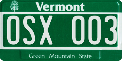 VT license plate OSX003