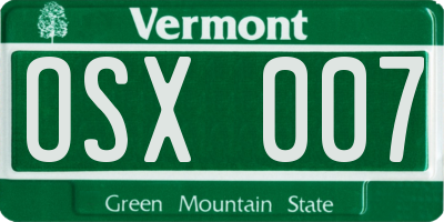 VT license plate OSX007