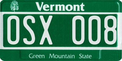 VT license plate OSX008