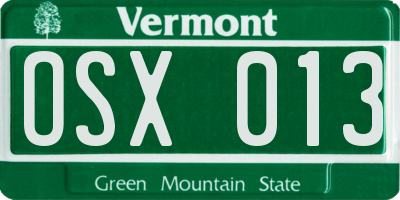 VT license plate OSX013