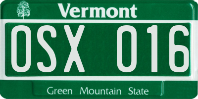 VT license plate OSX016