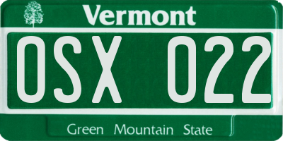 VT license plate OSX022