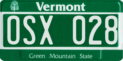 VT license plate OSX028