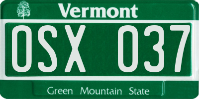 VT license plate OSX037