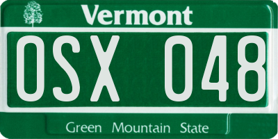 VT license plate OSX048