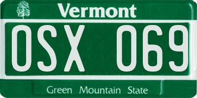 VT license plate OSX069