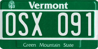 VT license plate OSX091