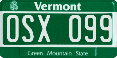 VT license plate OSX099