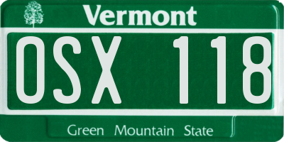 VT license plate OSX118