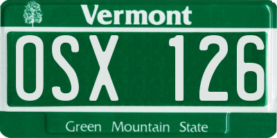 VT license plate OSX126
