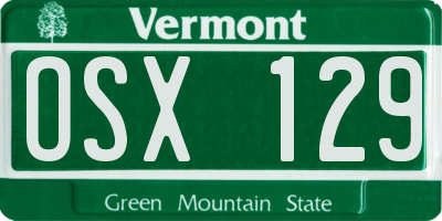 VT license plate OSX129