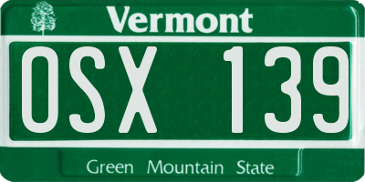 VT license plate OSX139