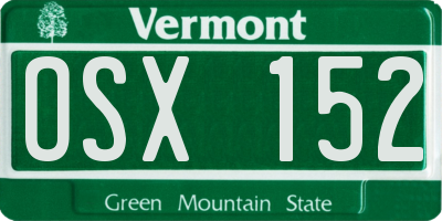 VT license plate OSX152