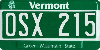 VT license plate OSX215