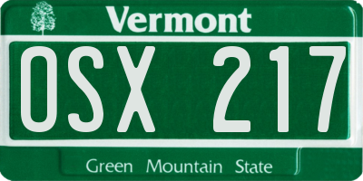 VT license plate OSX217