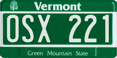VT license plate OSX221
