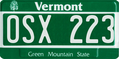 VT license plate OSX223