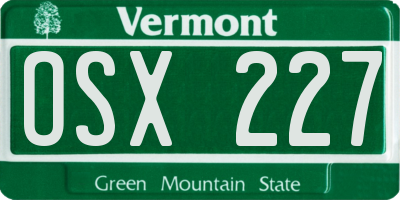 VT license plate OSX227