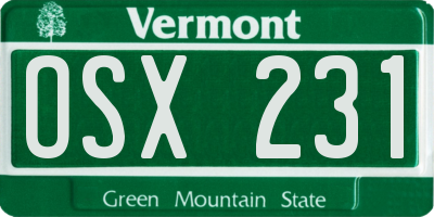 VT license plate OSX231