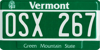 VT license plate OSX267