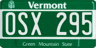VT license plate OSX295