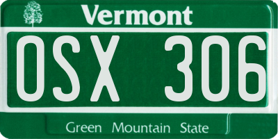 VT license plate OSX306