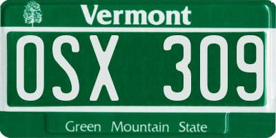 VT license plate OSX309
