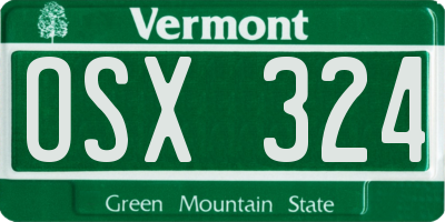 VT license plate OSX324