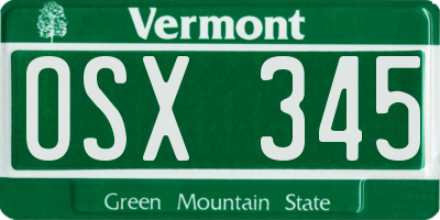 VT license plate OSX345