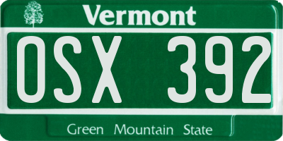 VT license plate OSX392