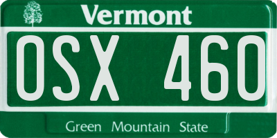 VT license plate OSX460