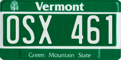 VT license plate OSX461