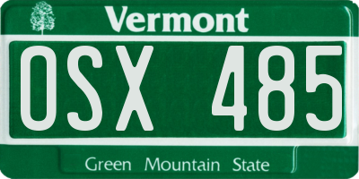 VT license plate OSX485