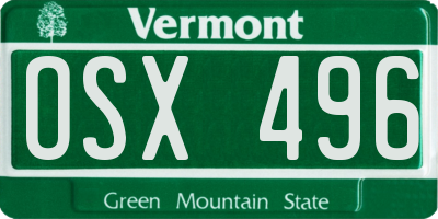 VT license plate OSX496
