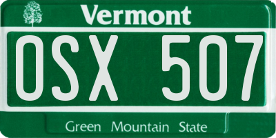VT license plate OSX507