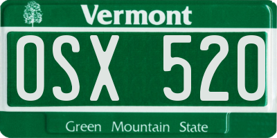 VT license plate OSX520
