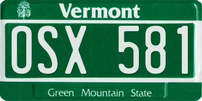 VT license plate OSX581