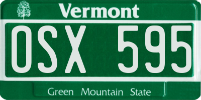VT license plate OSX595