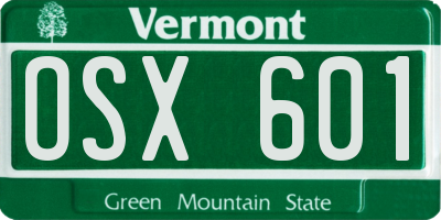 VT license plate OSX601