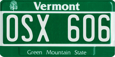 VT license plate OSX606