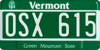 VT license plate OSX615